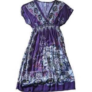 💜Boho Dress, Plum purple with creative design, Women's Size Small